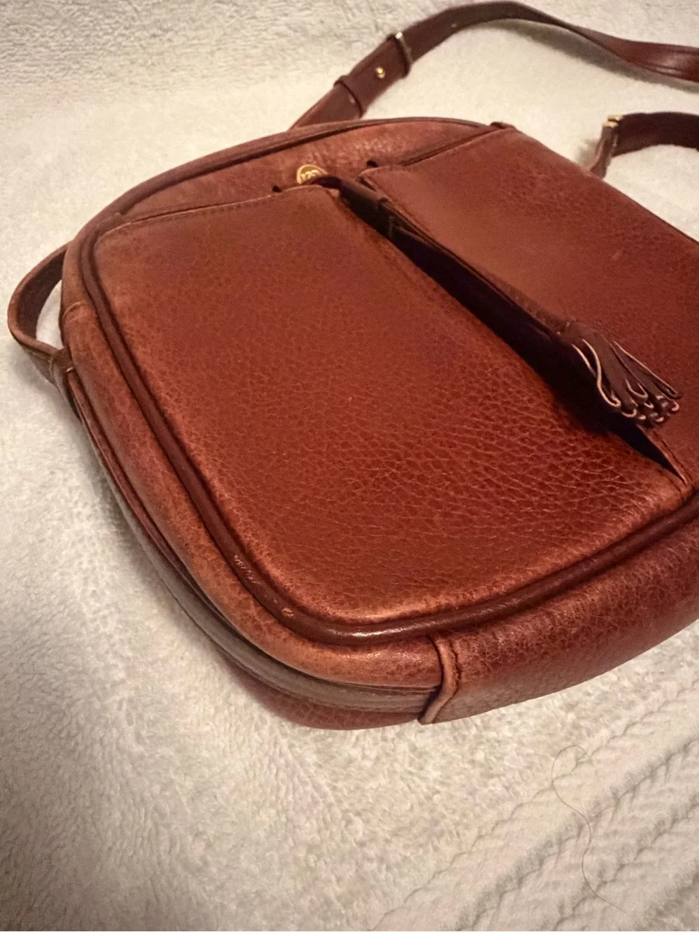 Cartier Brown Leather Messenger Crossbody with Tassel
